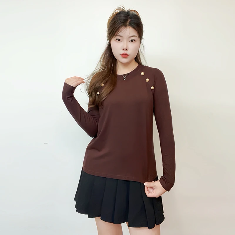 棉俏妃2025秋装新款胖mm大码女装高端轻奢遮肉显瘦时尚打底衫长袖