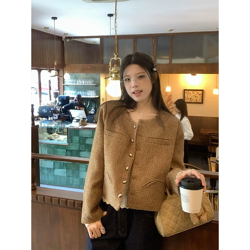 【年终回馈】乌77法式复古圆领小香风短外套女气质百搭粗花呢上衣