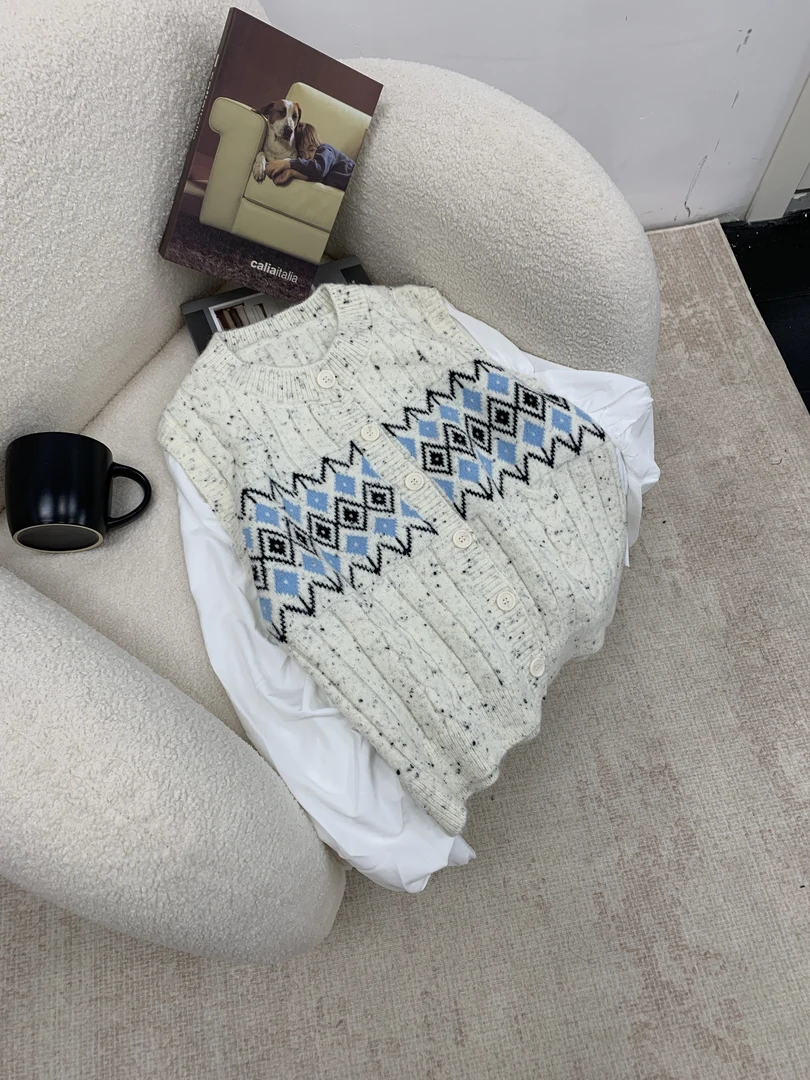 复古费尔岛提花假两件针织毛衣女秋冬新款洋气时髦上衣99845031