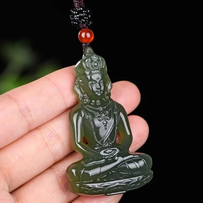 和田玉立体度母观音玉吊坠 男女士款玉坠玉石玉挂坠玉牌玉佩