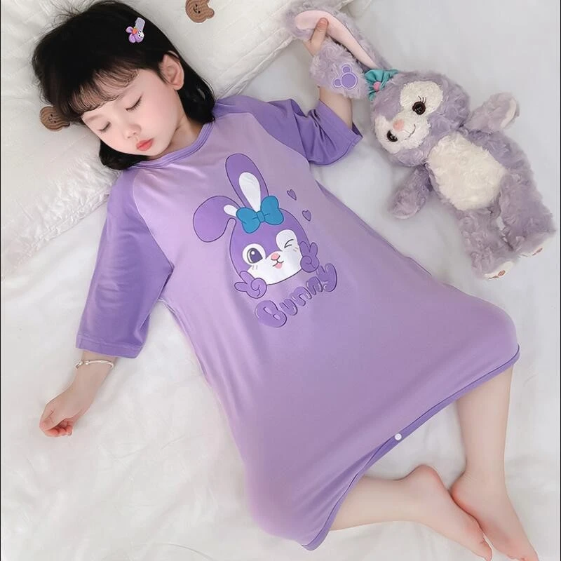 女童纯棉连体睡衣夏季薄款儿童睡裙家居服女宝宝睡袋防着凉空调服