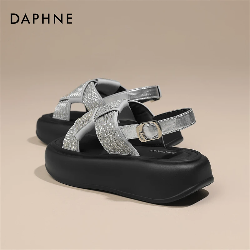 达芙妮凉鞋女夏季外穿2024新款女鞋厚底配裙子凉鞋女士软底拖鞋子