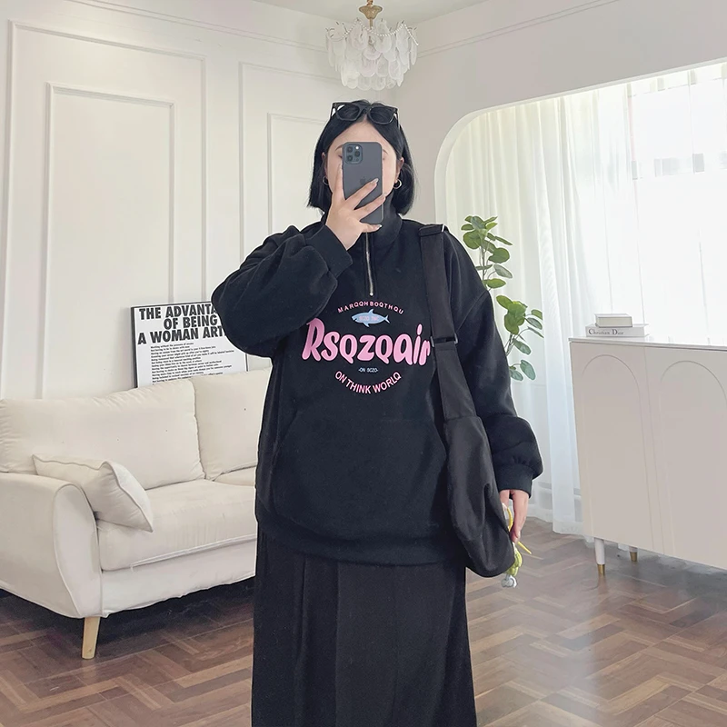 旷野之歌 / 韩系加绒款polo卫衣12160花契200斤胖mm冬季休闲时尚