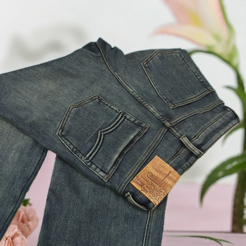 二师兄牛仔厚绒香蕉老爹拖地裤97605款6A8C