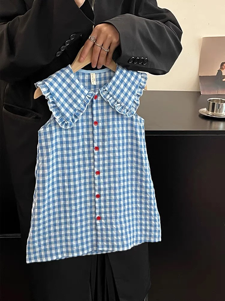 女童巨显白格子裙必拍