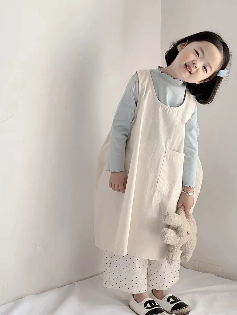 秋装新款套装女童春夏叠穿背心裙+打底衫两件套 可穿三季 巨韩