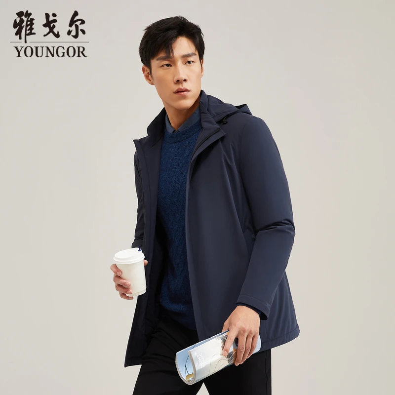 【轻奢系列】雅戈尔高蓄热火山棉新款连帽保暖风衣439980男士式防风
