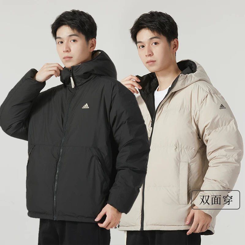 【灵动专属】Adidas阿迪达斯2023男士新款双面连帽羽绒服时尚两面穿