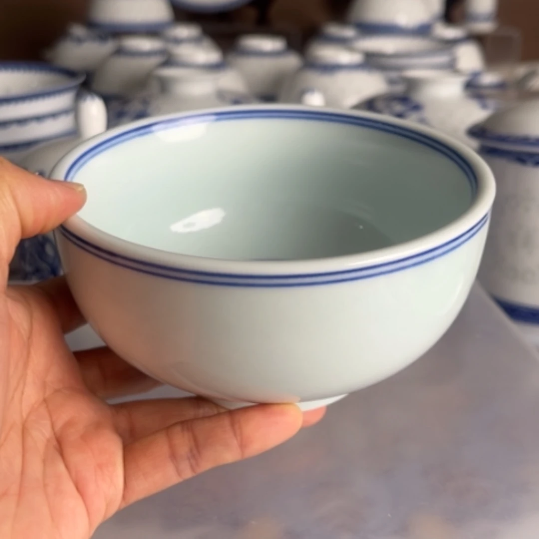 【闪购商品】陶瓷碗5英寸直口蓝