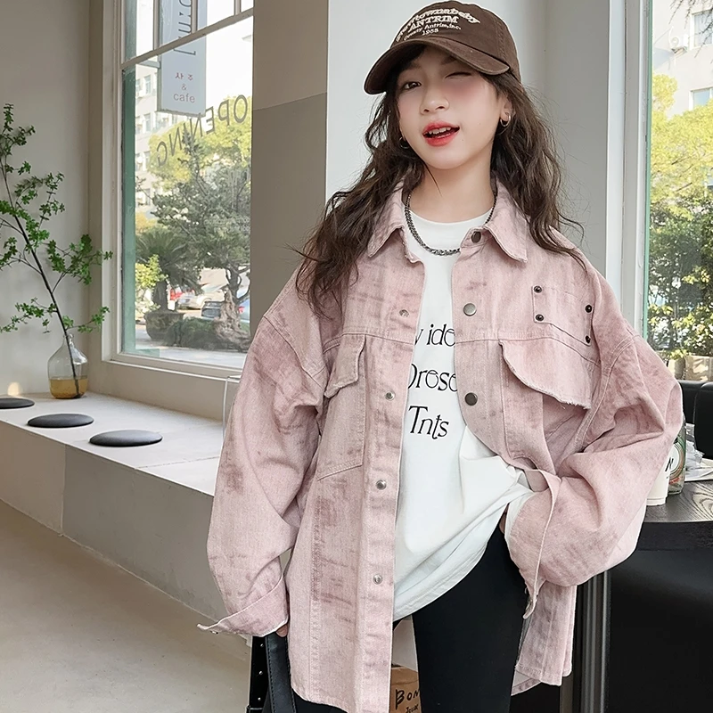 女童衬衫外套春秋款2024新款儿童洋气加厚中大童装女孩秋装上衣潮