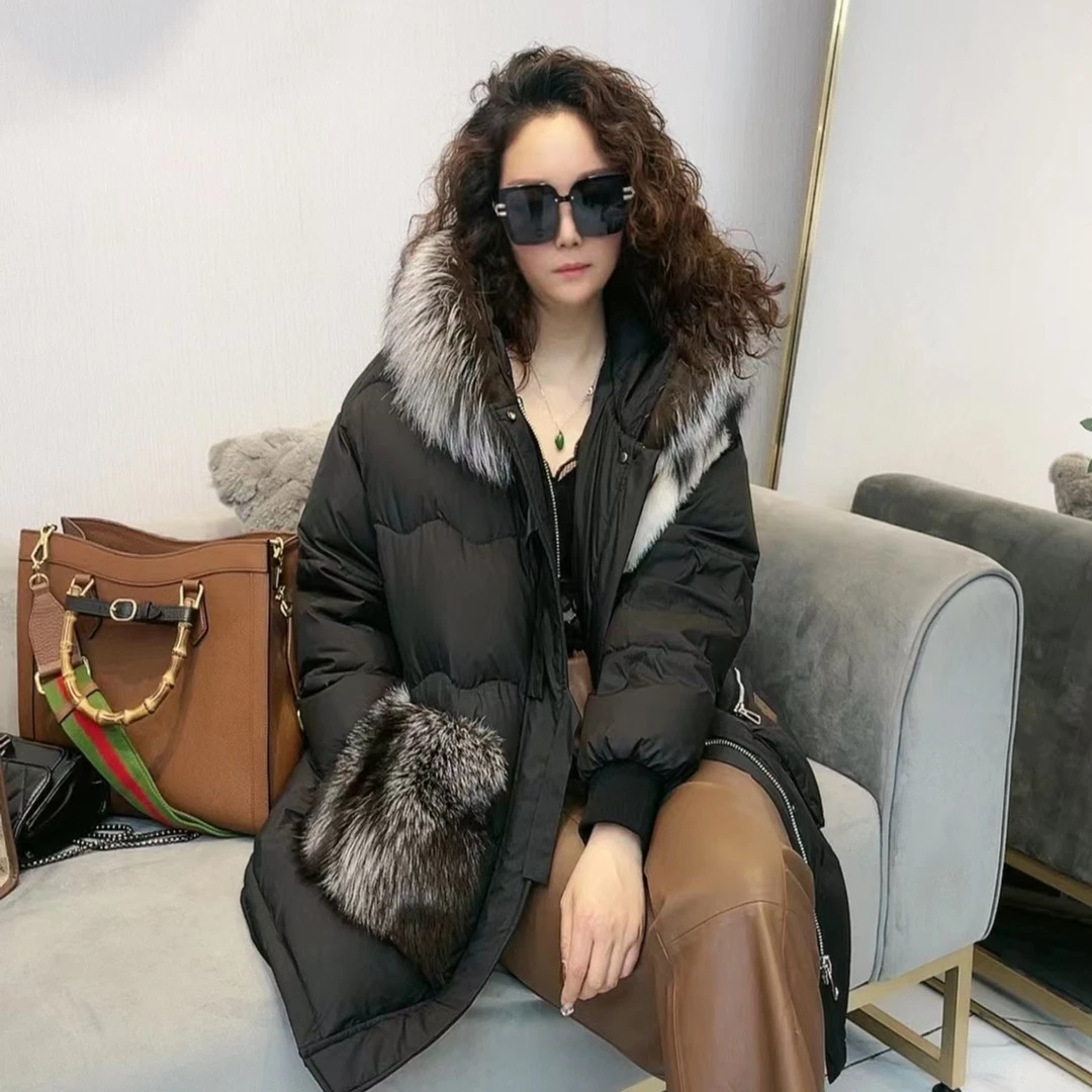 2022冬季新款连帽时尚拼接百搭中长款羽绒服-05