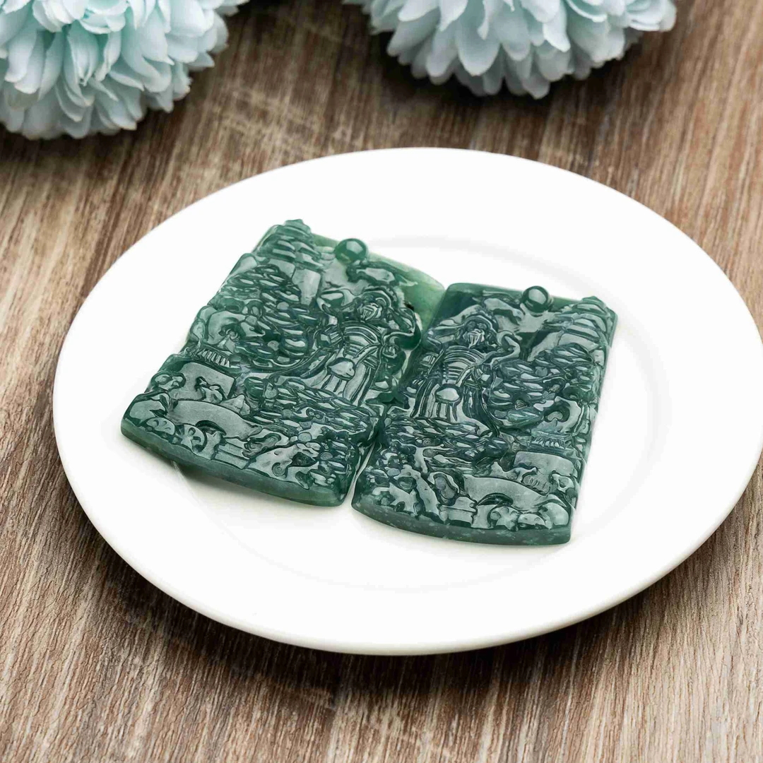 【小蕊翡翠】满绿山水财爷翡翠吊坠定制不退换随机发XR-7398|CMH21