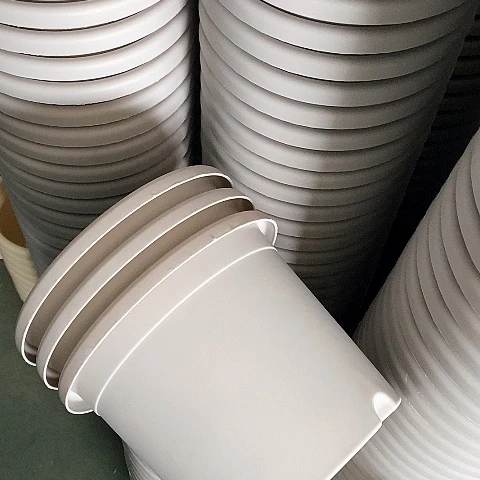 树脂四季盆3号无拖灰白3个