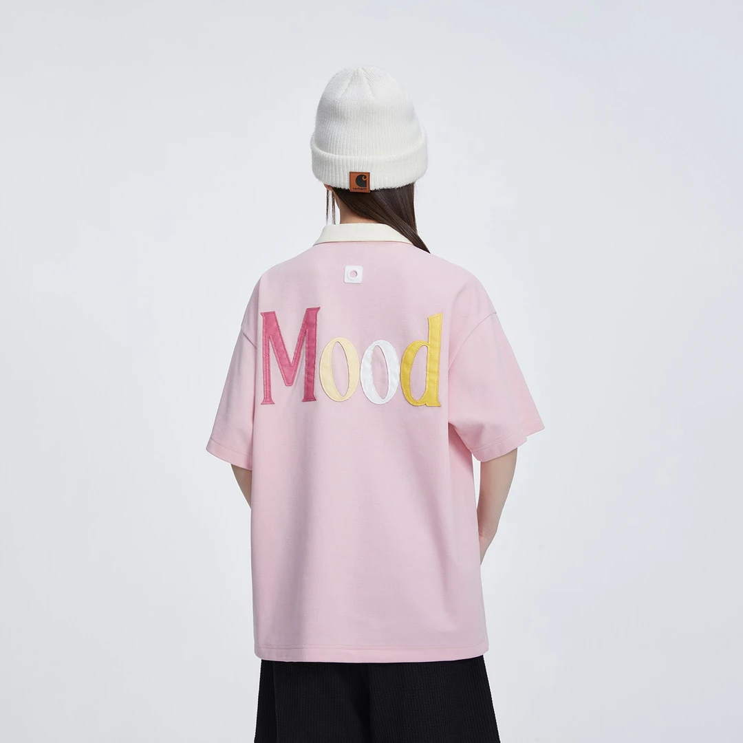 PCLP薄荷曼波MOOD贴皮短袖国潮牌潮流美式宽松翻领polo衫休闲短袖