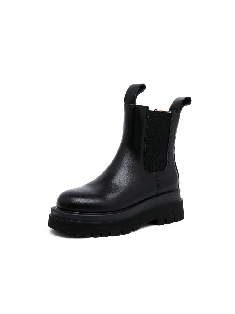 [老彭专属]新款马丁靴女中筒厚底靴切尔西短靴烟筒靴H05