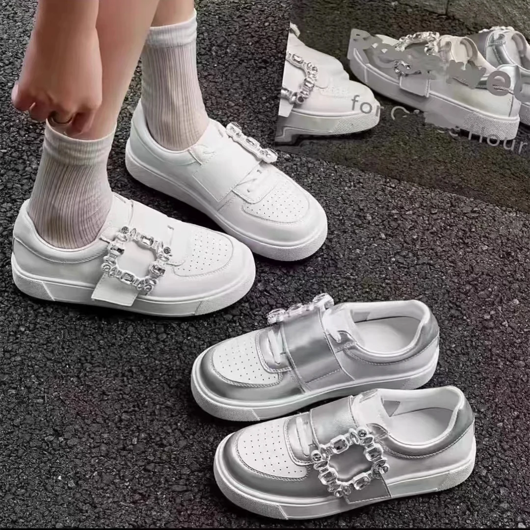 厚底魔术贴小白鞋女鞋2024秋季新款透气百搭时尚休闲板鞋808