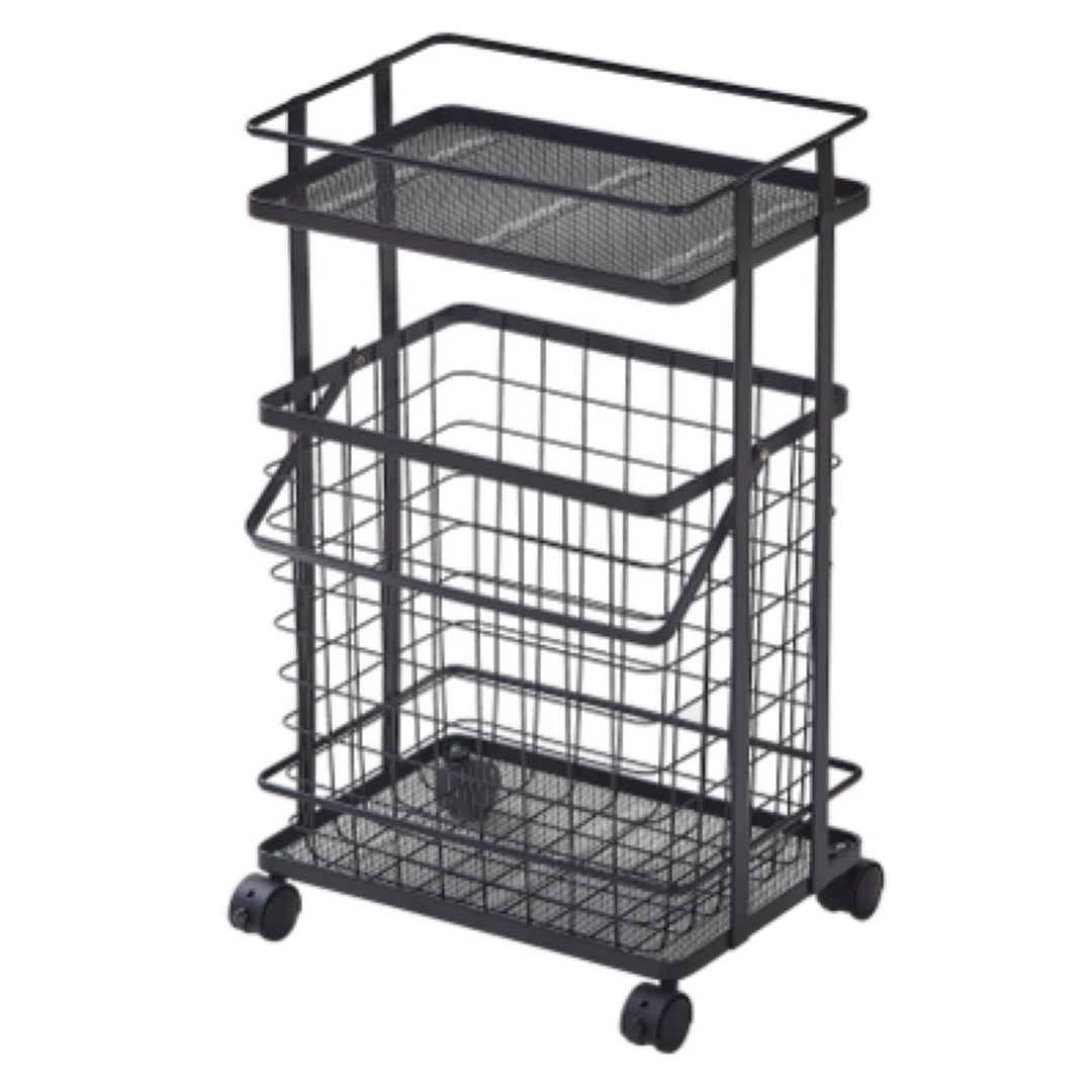 家用客厅铁艺脏衣篮可移动多层收纳筐分类洗衣置物架储物架子