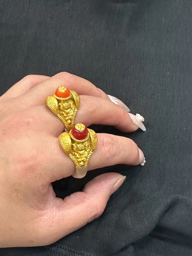 黄铜莫桑石戒指 藏地吉祥神鸟新款戒指小号