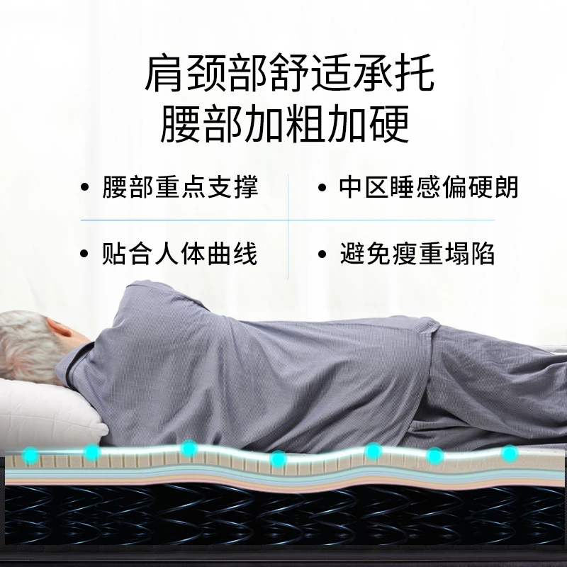 DE RUCCI/慕思床垫 健脊 2cm天然乳胶床垫三区护脊弹簧偏硬床垫