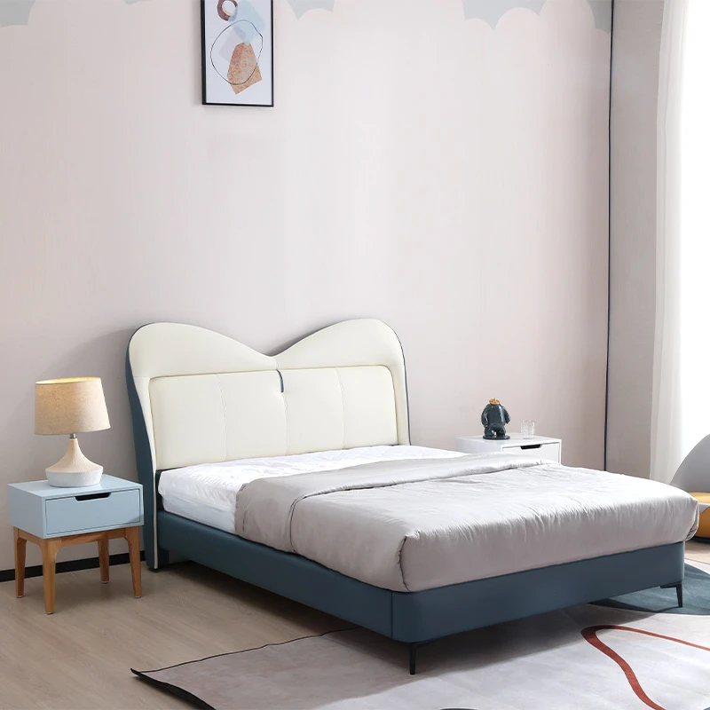 慕思儿童床019主卧可爱女孩公主床男孩床现代硅胶皮艺床软包床