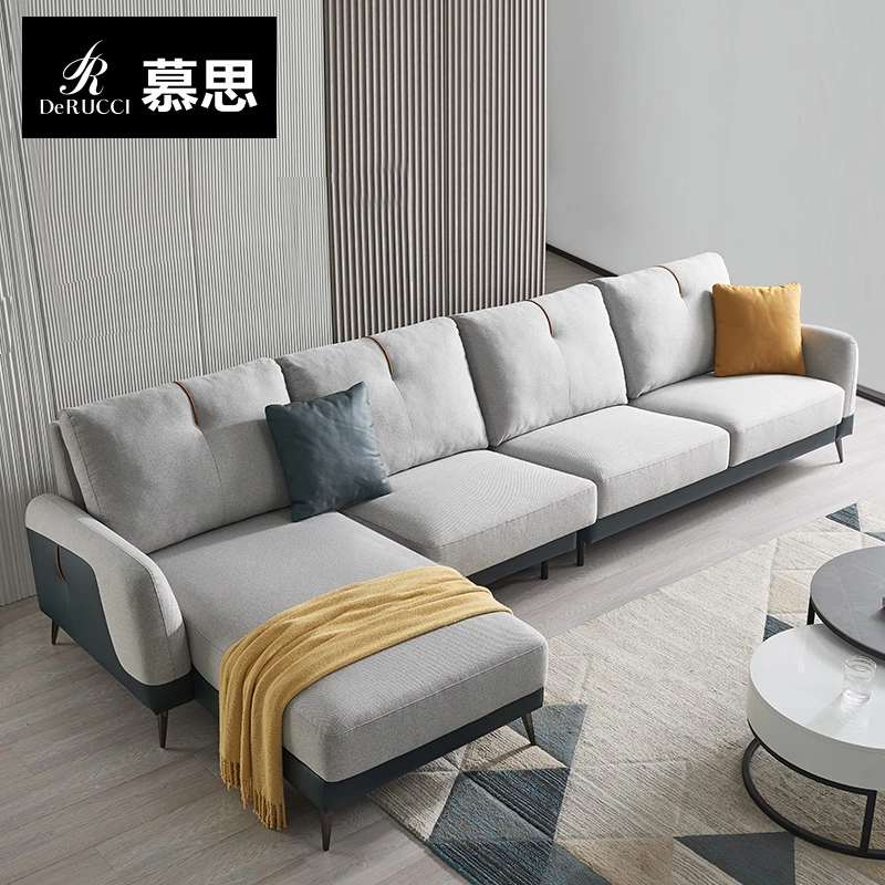 慕思集团旗下艾慕沙发皮布结合布艺沙发现代简约贵妃沙发高端126