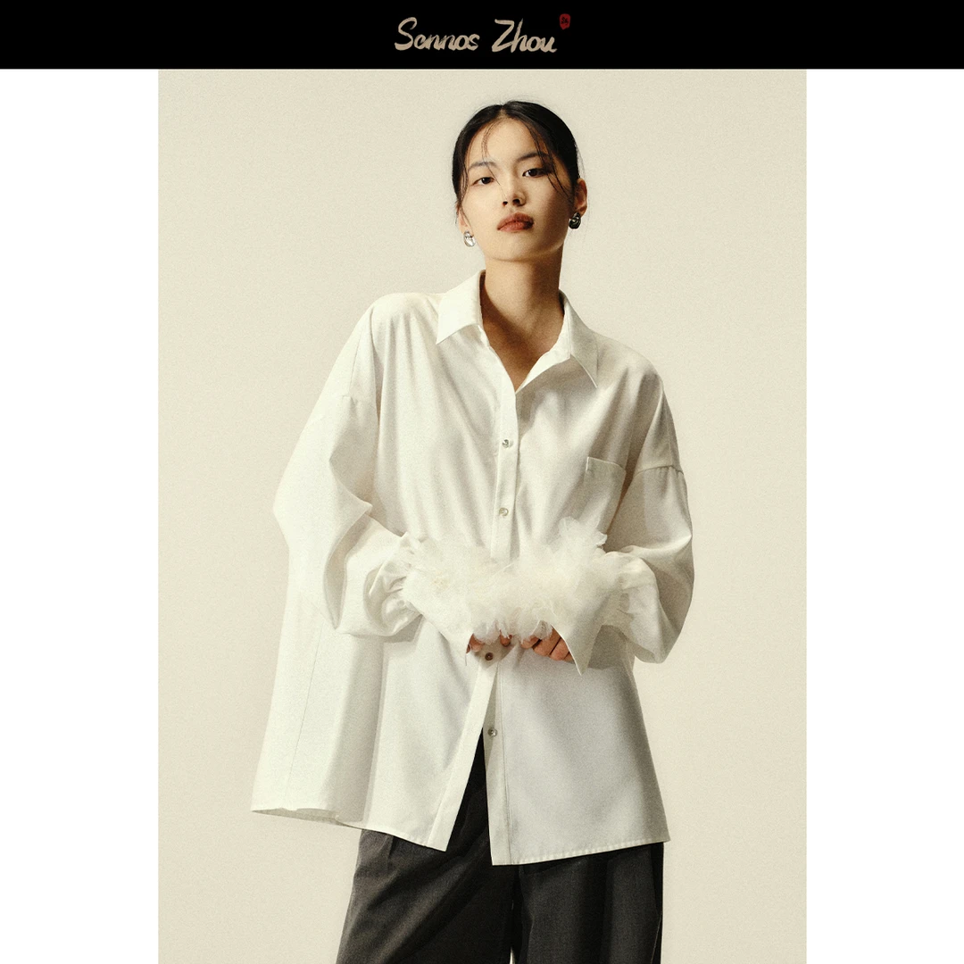 sennoszhou绽放.透雕立体花衬衫 C48028