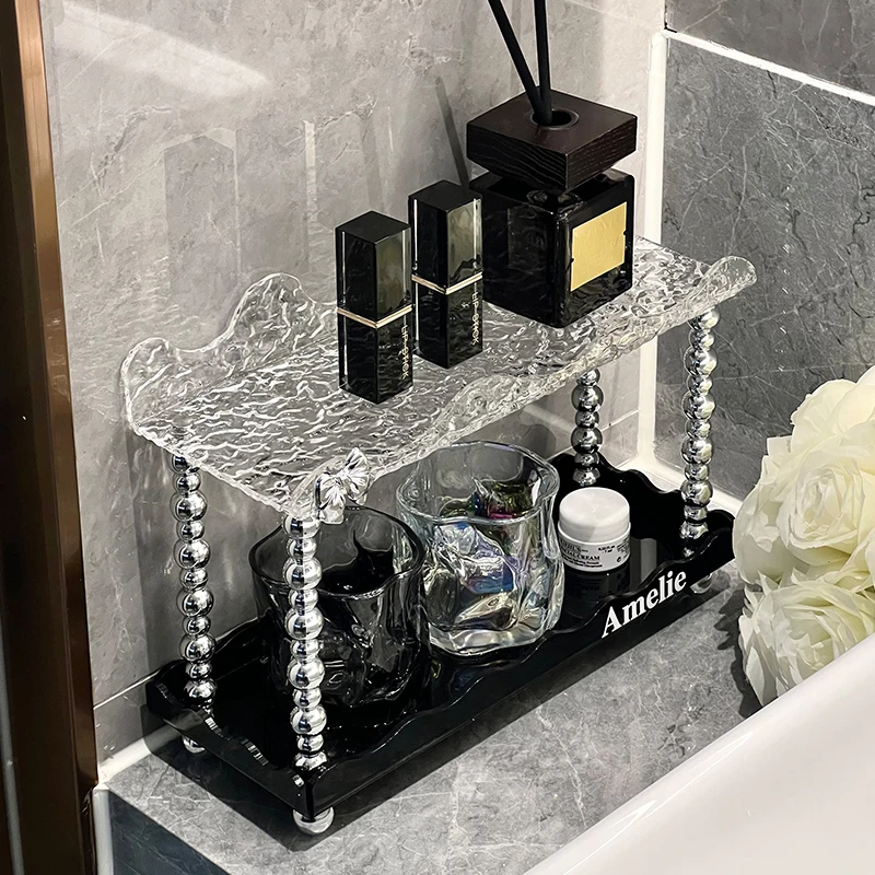 轻奢卫生间置物架浴室厕所洗手洗漱台面化妆品收纳盒桌面梳妆台架