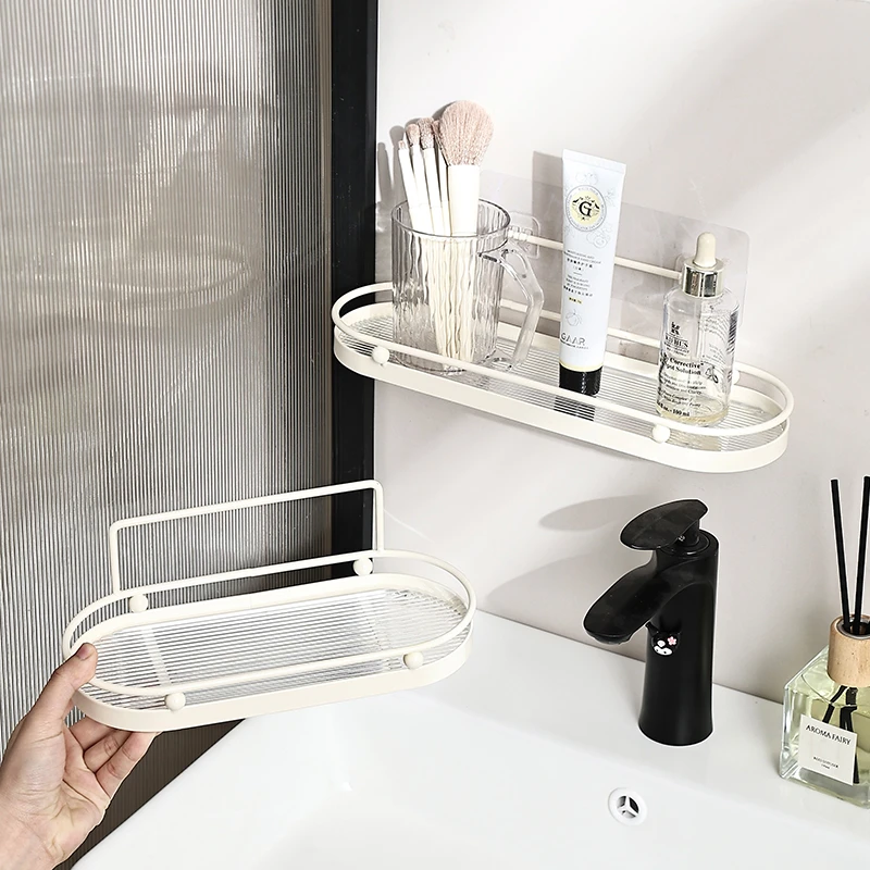 家用洗漱台置物架卫生间牙刷漱口杯亚克力奶油风免打孔壁挂置物架
