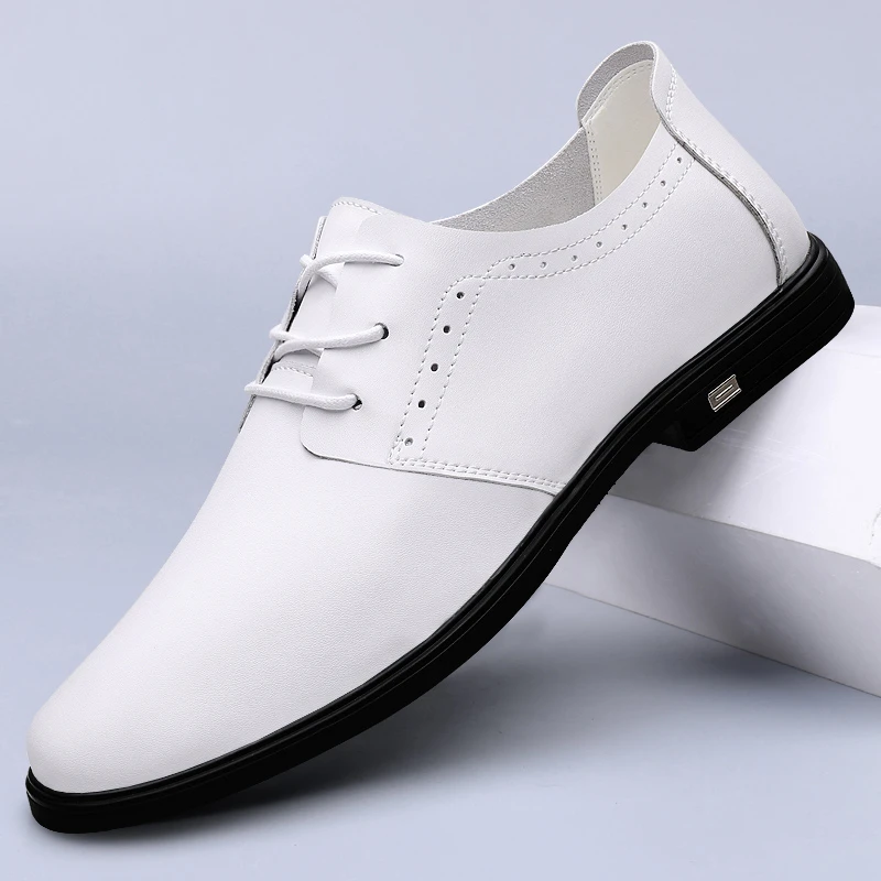 皮鞋男2025春季新款百搭透气薄款系带男鞋软底英伦风高档男士单鞋