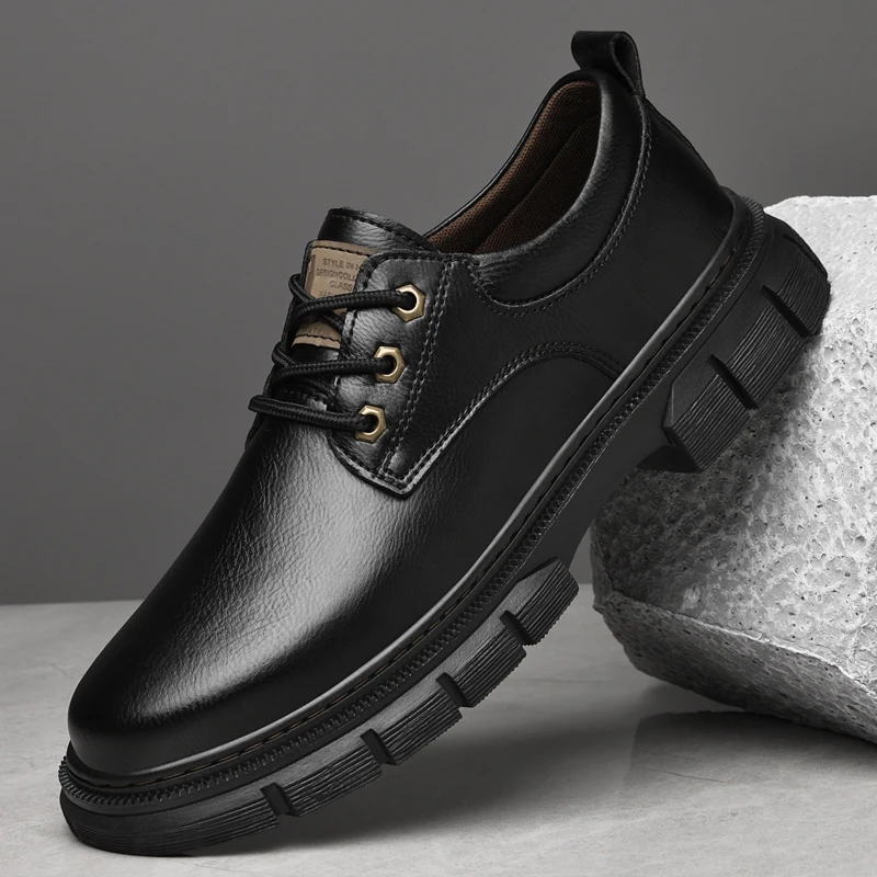 皮鞋男秋季软底透气工装低帮马丁靴时尚复古潮休闲男鞋防滑户外鞋