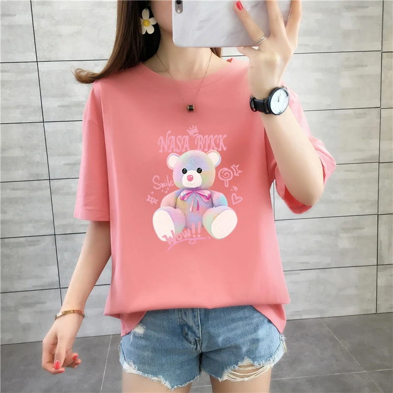 纯棉短袖T恤女士夏季新款学生韩版宽松半袖百搭上衣大码女装体恤