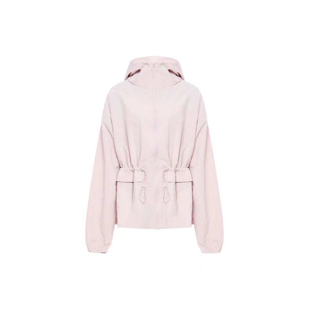 NIKE/耐克女子白金紫纯色拉链连帽休闲收腰夹克防晒外套FN3670019