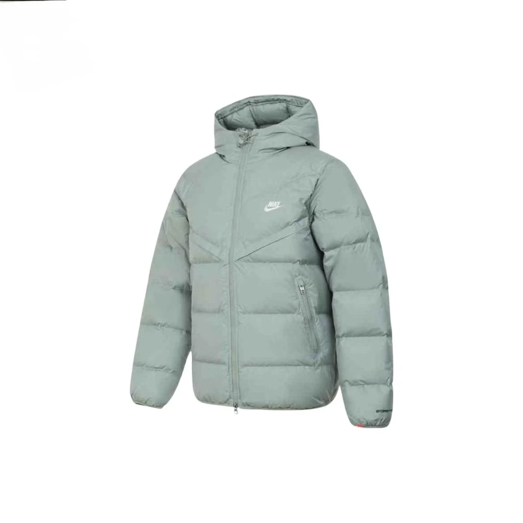 Nike 纯色拉链连帽时尚百搭长袖羽绒服 男款 浅灰色HQ0897370