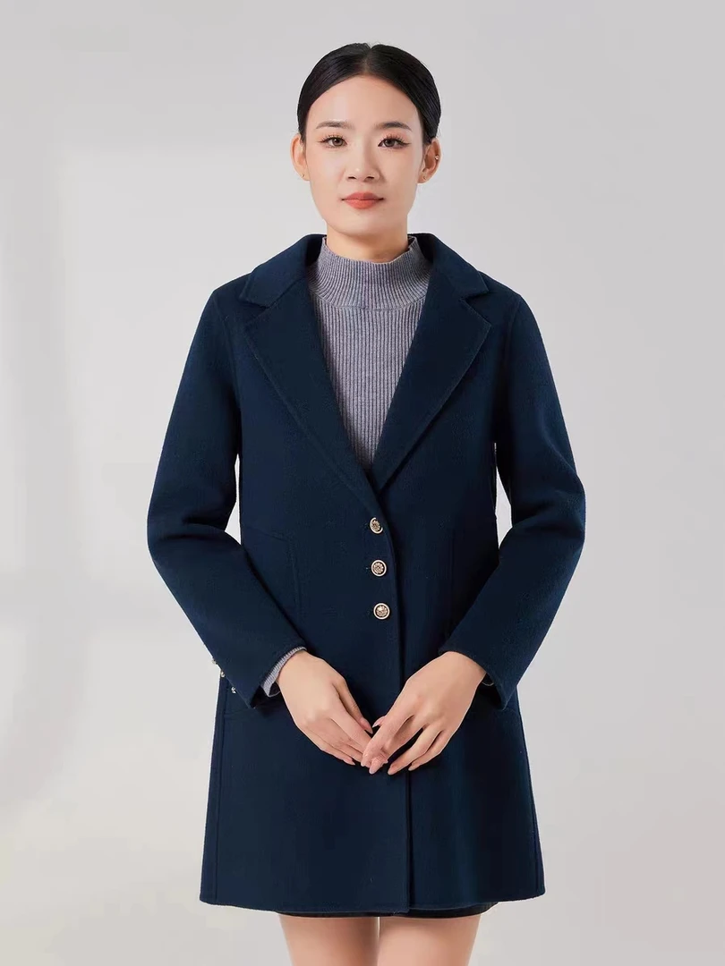 小个子西装外套女秋冬款中长款羊毛大衣女简约气质呢子M668
