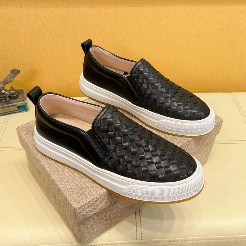 欧洲站夏季男款男鞋百搭一脚蹬乐福鞋男士透气真皮休闲鞋豆豆鞋