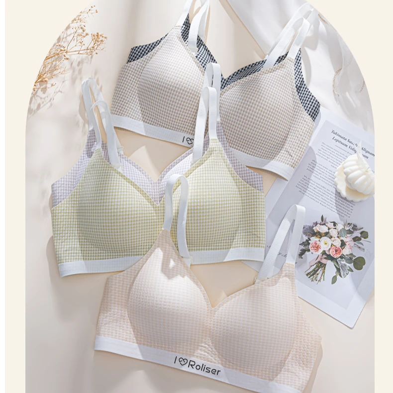 千鸟格子固定轻薄裸感舒适防下垂聚拢文胸