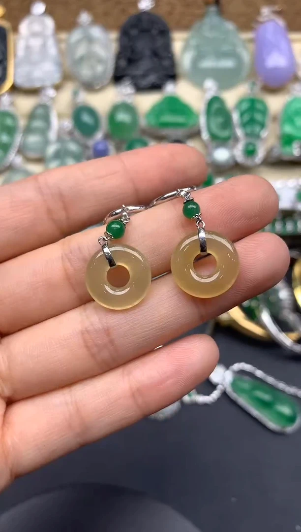 【闪购商品】翡翠耳饰18K金镶嵌458-中国好珍宝