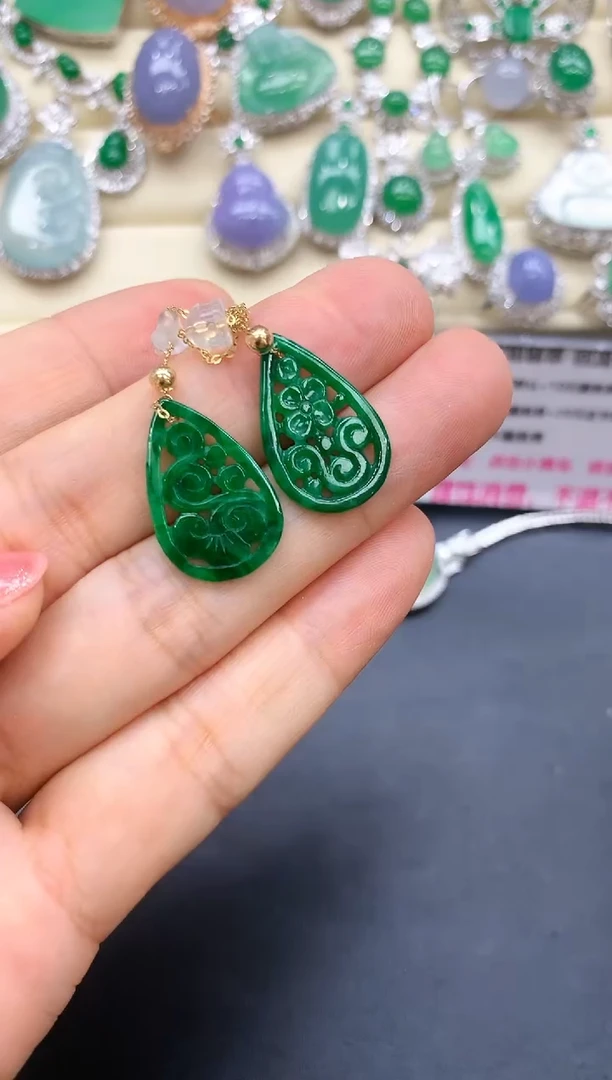 【闪购商品】翡翠耳饰18K金镶嵌612-中国好珍宝