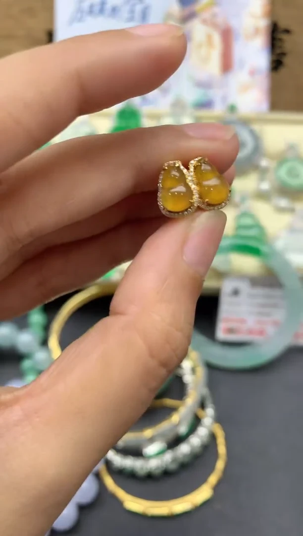 【闪购商品】翡翠耳饰18K金镶嵌362-中国好珍宝1