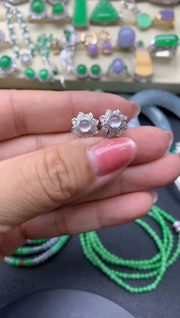 【闪购商品】翡翠耳饰18K金镶嵌436-中国好珍宝