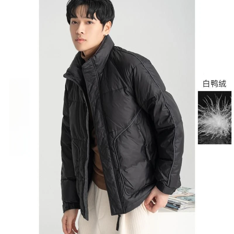 白鸭绒羽绒服男加厚潮流2023新款冬季男装轻薄外套青年立领上衣服