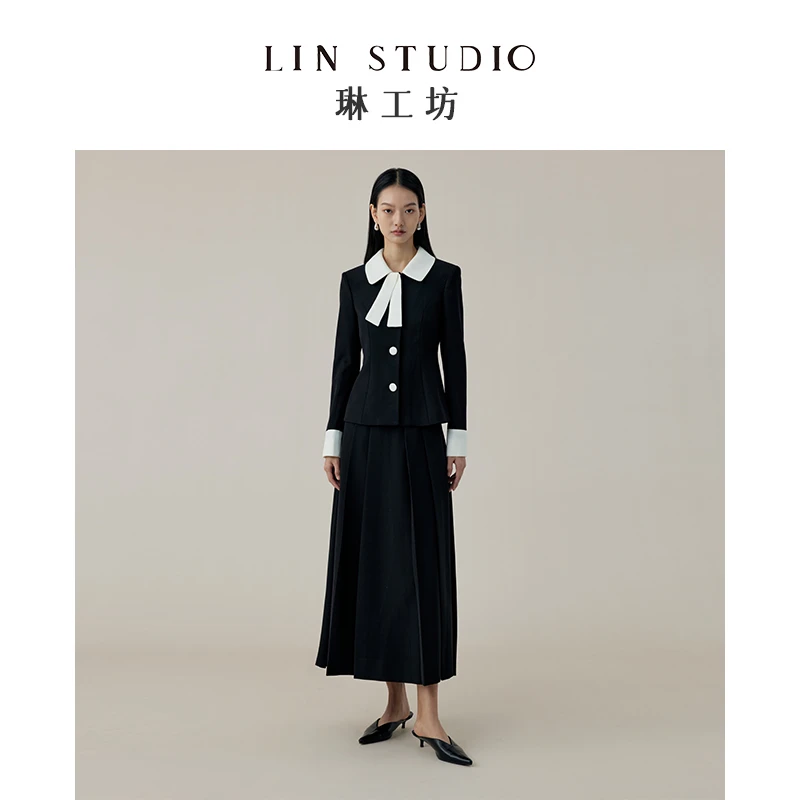 【外套】琳工坊舒歌黑色外套名媛风腔调穿搭优雅气质唐琳设计师