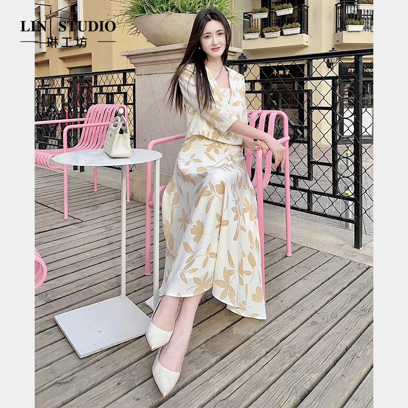 【半裙】琳工坊篱落印花半裙气质优雅显瘦温柔大气女装唐琳设计师