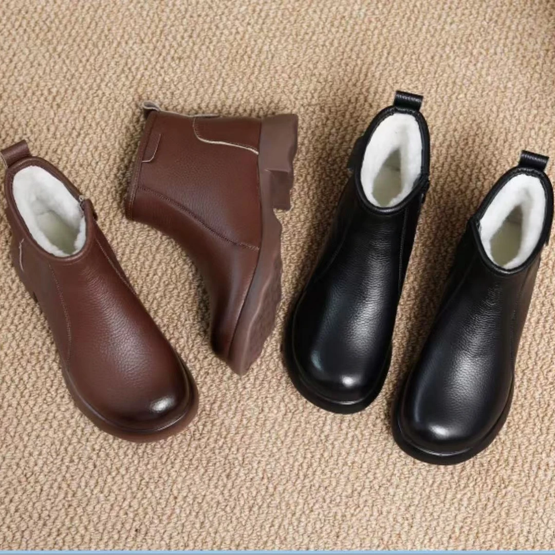 【翘颜品牌】秋冬新款时尚休闲舒适软底软面加绒小短靴2736