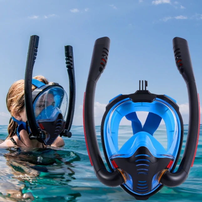 夏季全脸浮潜面罩防雾高清全干式硅胶成人亲子游泳装备潜水面罩