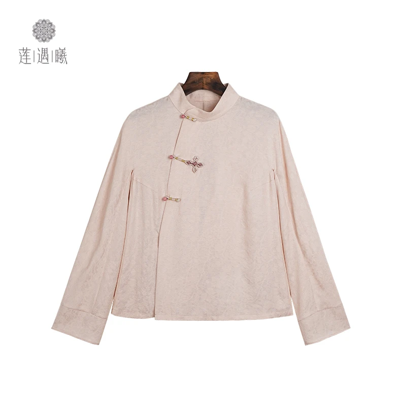 提花罗粉色桃夭女式中国风上衣莲遇曦时装1b374561