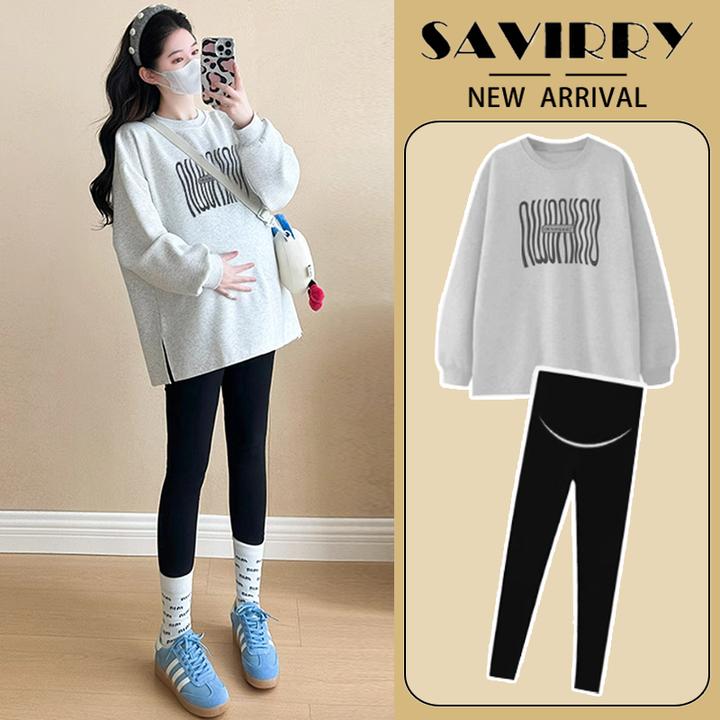 孕妇套装时尚洋气时髦2024新款不显怀卫衣孕妈妈高级感穿搭秋冬季