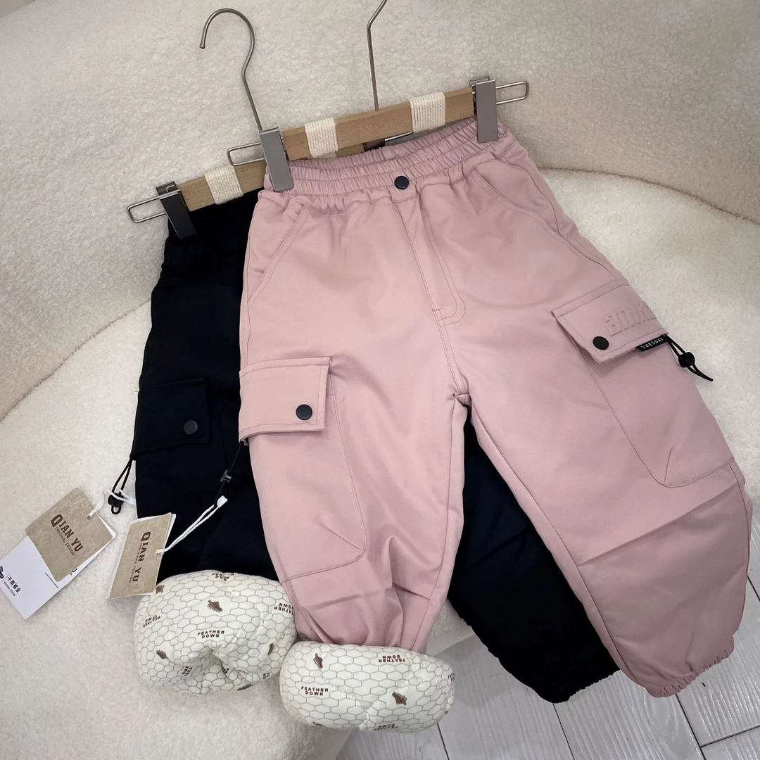 【石墨烯儿童冬季裤子】男女童冬季加厚工装裤2024新款中大童宽松款