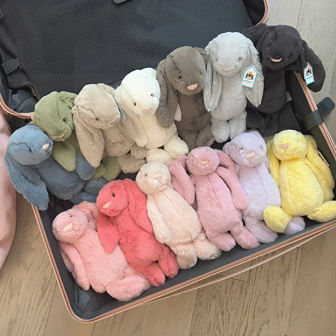 英国jELLYCAT害羞邦尼兔碎花色蓝色白色柔软安抚毛绒玩偶生日礼物