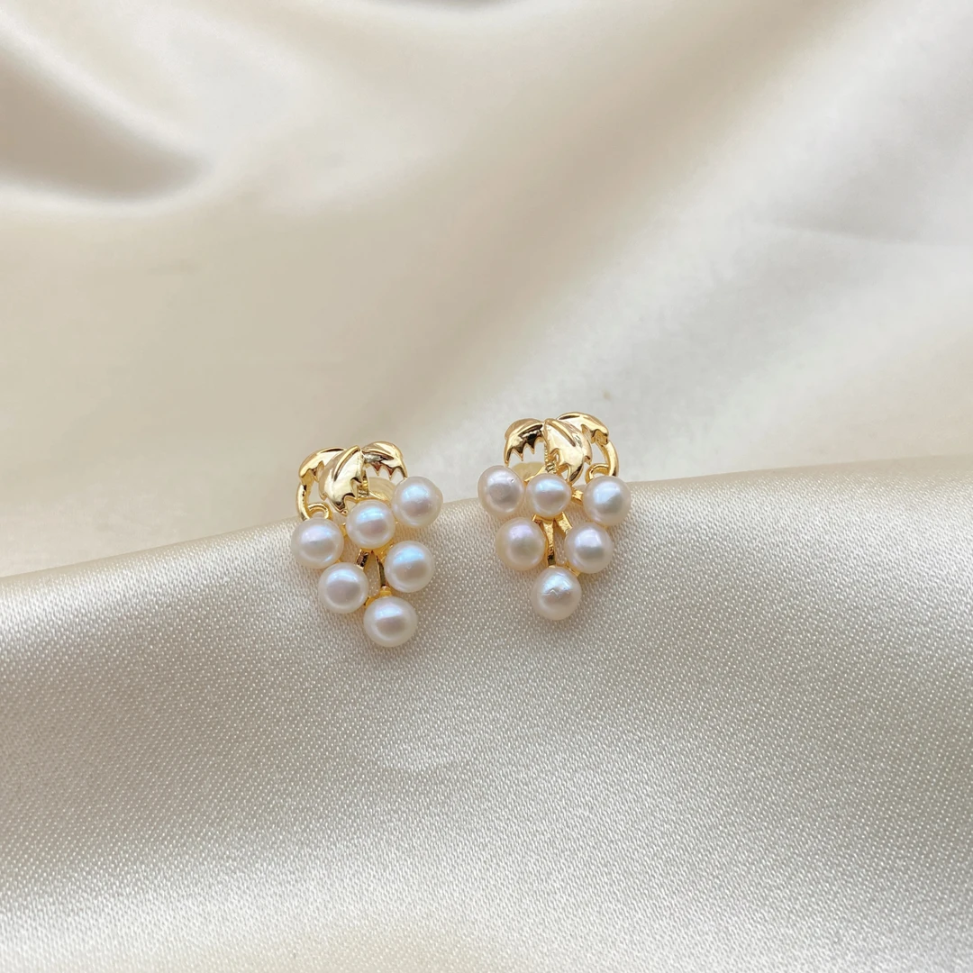 LH054【小葡萄珍珠耳钉】气质轻奢时尚百搭法式小众简约精致